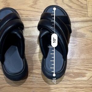 Black Crisscross Slide Sandals  (Free Mystery Louis Vuitton item & …